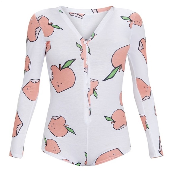 PLT White PEACHY Printed PJ Romper - Picture 4 of 5